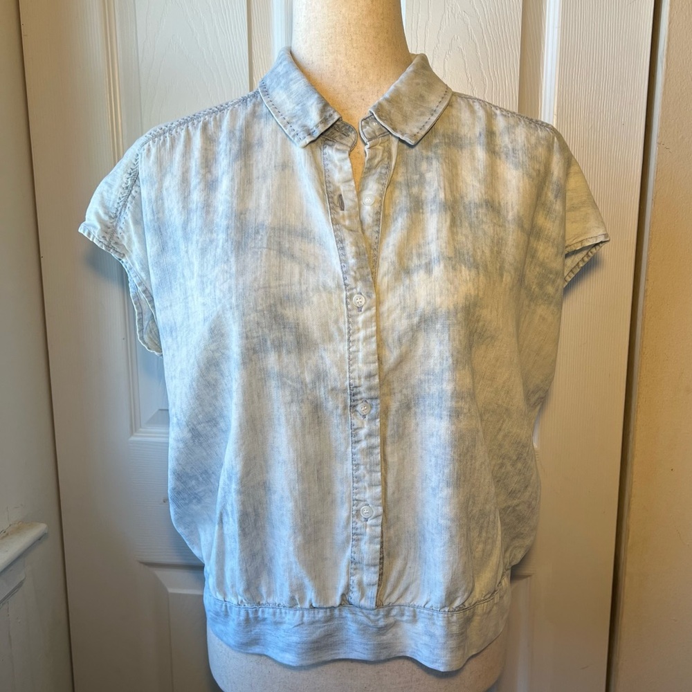 Michael Stars tie-dye tencel-linen short-sleeve button-down shirt